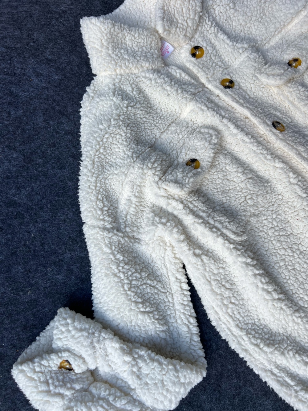 No Boundaries Cream Sherpa Button-Up Jacket Shirt - Picture 3 of 6